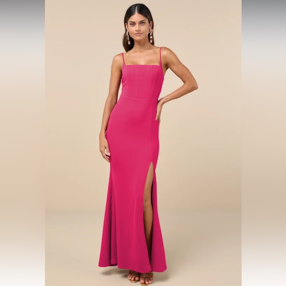 Lulus NWT formal dress dark pink magenta sz XL